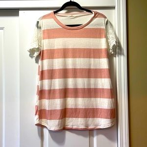 Luna Pink White Stripe T-Shirt